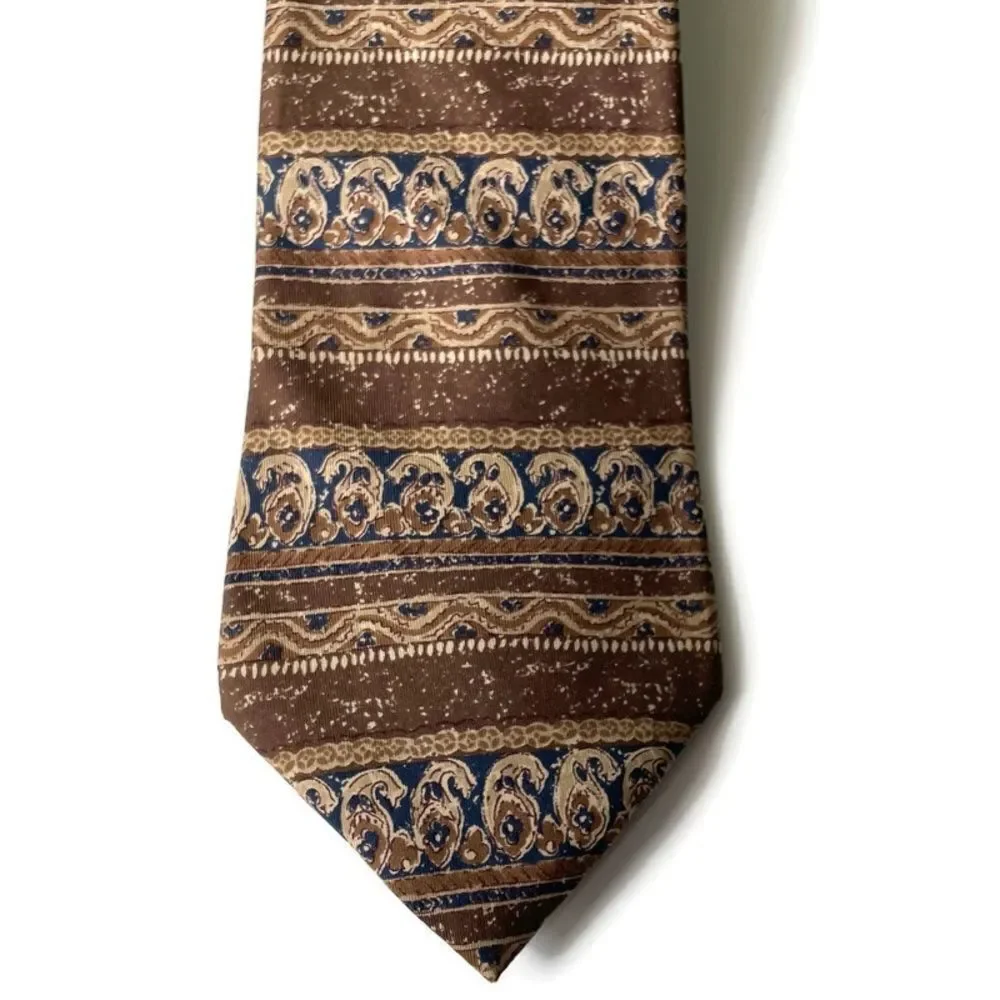 Vtg. Tommy Hilfiger Brown Paisley Silk Tie